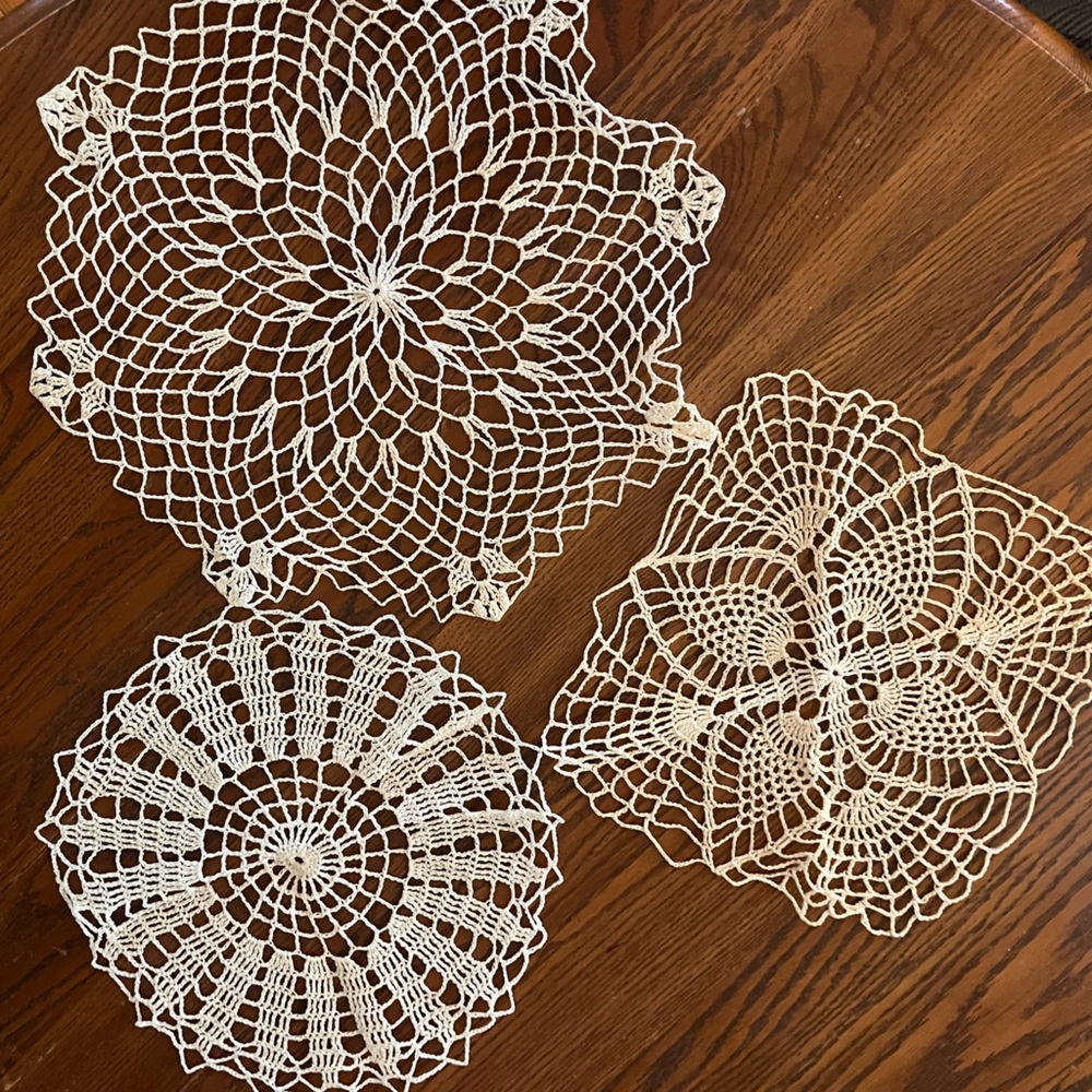 Elegant Cream Crochet Doilies Set of 3